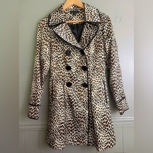 Twenty One Cheetah Print Trench Rain Coat Style Jacket Womens Size S/P